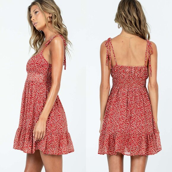 Princess Polly The Bonnie Mini Dress – Maroon, Size 4 / EU 36 - Picture 2 of 8
